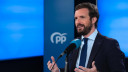 El presidente del Partido Popular, Pablo Casado, d...