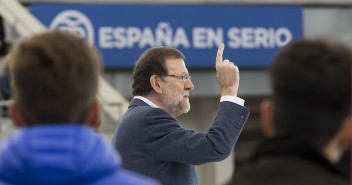 Mariano Rajoy durante su intervención en el acto de central de campaña en Madrid