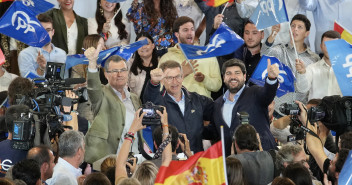 Alberto Núñez Feijóo en un mitin del PP en Murcia