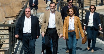 Vicente Tirado, Mariano Rajoy y María Dolores de Cospedal a su llegada a Toledo