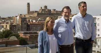 Mariano Rajoy con Xavi García Albiol y Marisa Xandri en Lleida