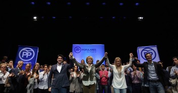 David Pérez, Esperanza Aguirre, Cristina Cifuentes y Pablo Casado en un acto en Alcorcón