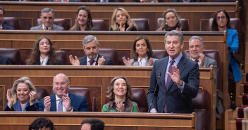 Alberto Núñez Feijóo en la sesión de control al gobierno celebrada hoy en el Congreso