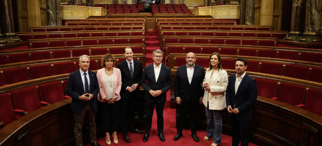 Alberto Núñez Feijóo, durante su visita al Parlament de Cataluña