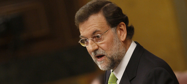 El presidente del Partido Popular, Mariano Rajoy, durante su intervención en el Congreso