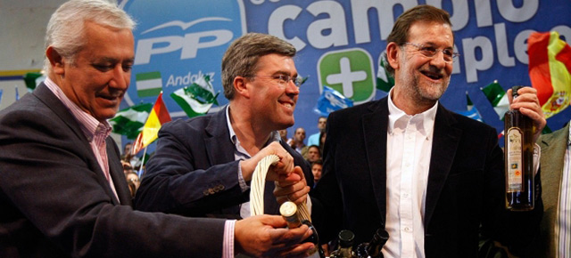 Mariano Rajoy y Javier Arenas en Linares (Jaén)