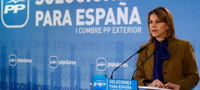 Maria Dolores de Cospedal durante su intervención en la I Cumbre PP en el Exterior