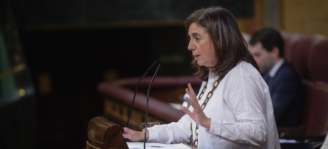 La diputada del Partido Popular, Sandra Moneo, durante su intervención en el Pleno