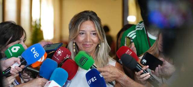 Alicia García atiende a los medios en el Senado