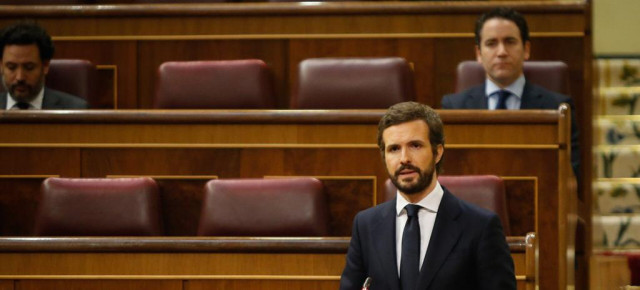 Pablo Casado durante su intervención en la sesión de control al Gobierno. 