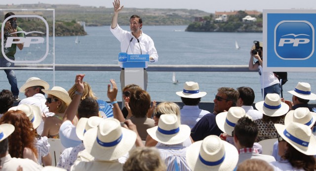 Mariano Rajoy durante su mitin en Menorca
