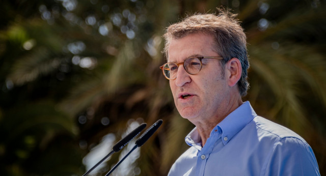 Alberto Núñez Feijóo durante su intervención en la visita a Santa Cruz de Tenerife