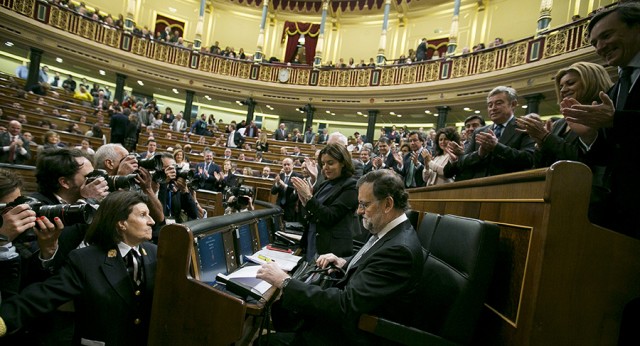 El presidente del Gobierno en funciones, Mariano Rajoy, durante la sesión de investidura