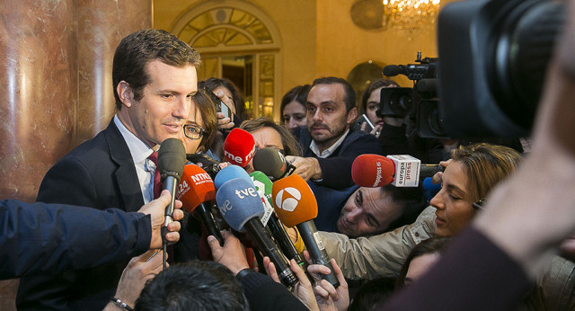 Pablo Casado hace declaraciones a los medios