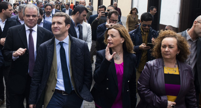 Pablo Casado en su visita a La Laguna