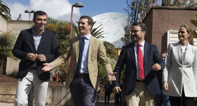 Pablo Casado en su visita a La Laguna