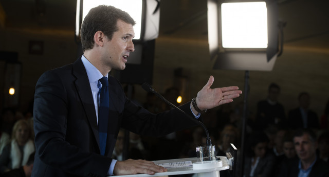 Pablo Casado en la presentación del programa electoral en Barcelona