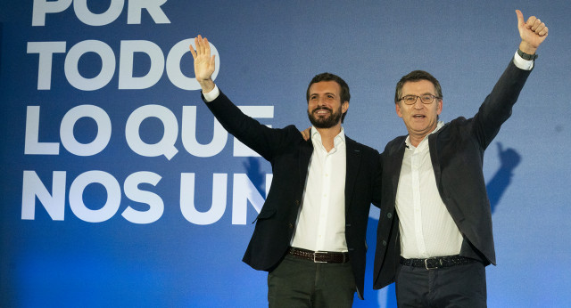 Pablo Casado y Alberto Núñez Feijóo, en Lalín