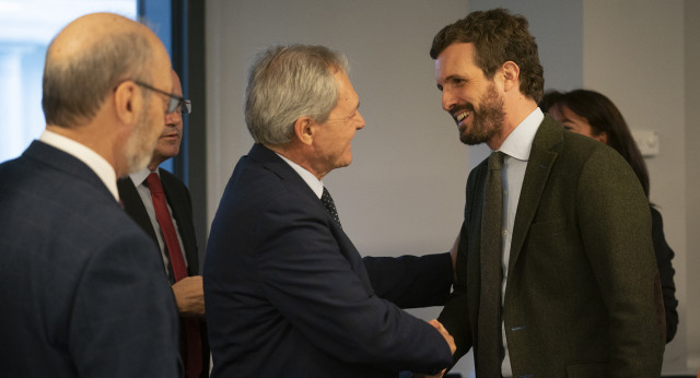 Pablo Casado, en la reunión con asociaciones y colectivos vinculados a la educación concertada