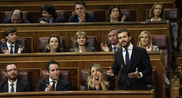 Pablo Casado, durante su intervención en el debate de investidura