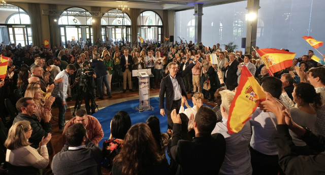 Alberto Núñez Feijóo, clausura el acto de presentación de Jimena Delgado, candidata del PP al Ayuntamiento de Las Palmas.