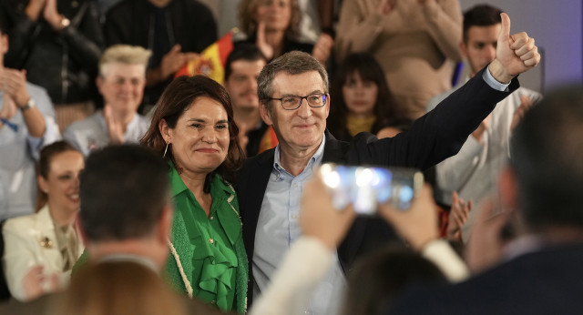 Alberto Núñez Feijóo, clausura el acto de presentación de Jimena Delgado, candidata del PP al Ayuntamiento de Las Palmas.