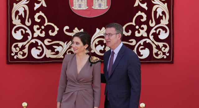 Alberto Núñez Feijóo e Isabel Díaz Ayuso en los actos del Dos de Mayo