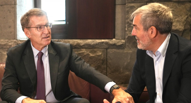Reunión de Alberto Núñez Feijóo con el presidente del Gobierno de Canarias, Fernando Clavijo.