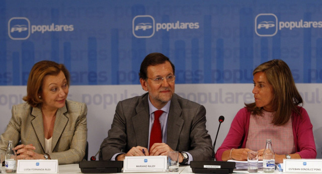 Mariano Rajoy, Ana Mato y Luisa Fernanda Rudi en el II Encuentro de presidentes provinciales e insulares del PP