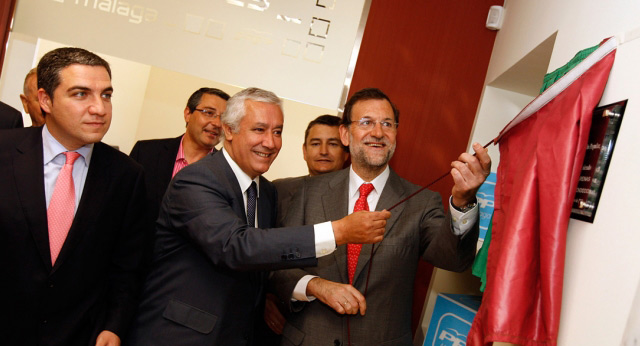 Mariano Rajoy y Javier Arenas, en la inauguracion de la sede del Partido Popular de Malaga