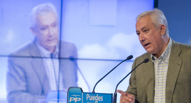 Javier Arenas durante su intervención en la Convención municipal de Toledo