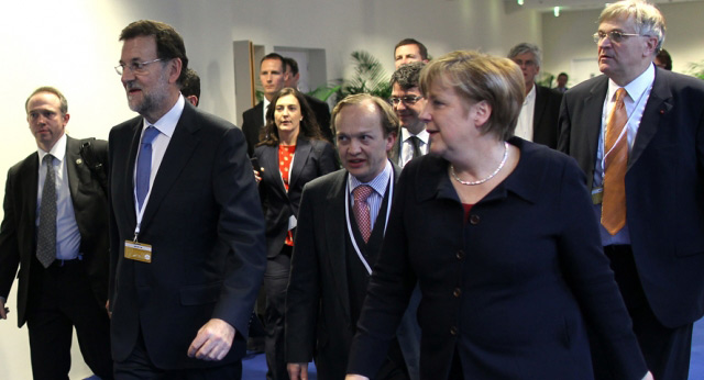 Mariano Rajoy con Angela Merkel