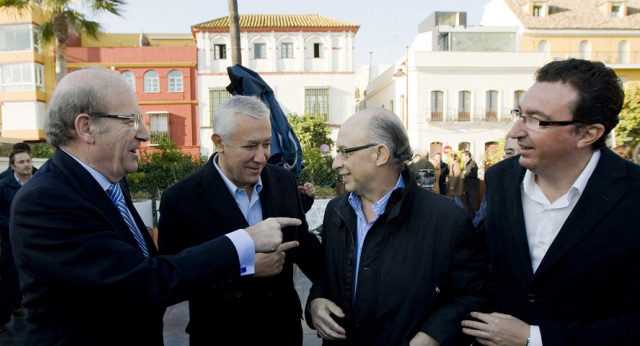 Pedro Rodríguez con Javier Arenas y Cristóbal Montoro 