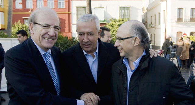 Pedro Rodríguez con Javier Arenas y Cristóbal Montoro 