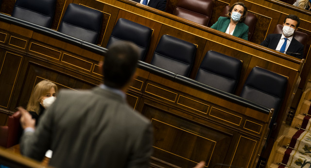 El presidente del Partido Popular, Pablo Casado, durante la Sesión de Control al Gobierno