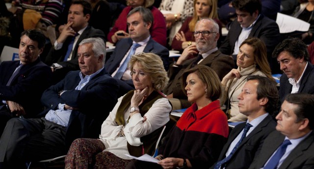 Ignacio González, Javier Arenas, Jorge Fernández, María Dolores de Cospedal, Carlos Floriano y Antonio Sanz en las jornadas "Seguridad y Libertad"