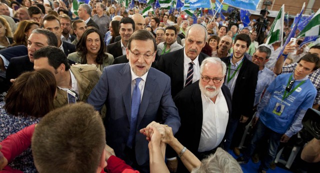Mariano Rajoy y Arias Cañete a su llegada a un acto en Málaga