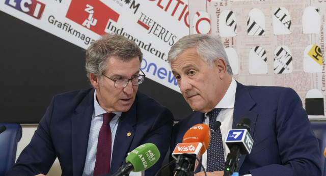 Feijóo en Roma junto a Giorgia Meloni y Antonio Tajani 