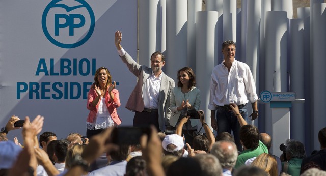 Mariano Rajoy, Xavier García Albiol, Alícia Sánchez-Camacho y Andrea Levy en Badalona