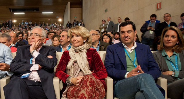 Juan José Imbroda, Esperanza Aguirre, Juanma Moreno y Arantza Quiroga en Cáceres