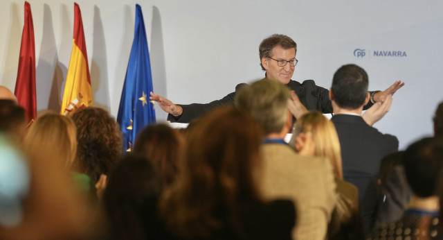 Alberto Núñez Feijóo durante su intervención en el VIII Congreso del PP de Navarra