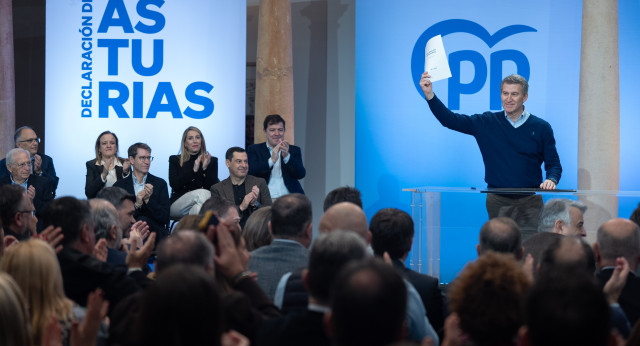 Alberto Núñez Feijóo durante la Declaración de Asturias.