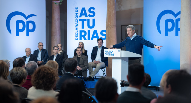 Alberto Núñez Feijóo durante la Declaración de Asturias.