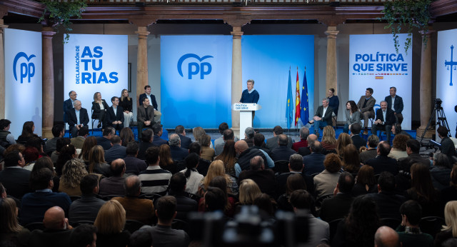 Alberto Núñez Feijóo durante la Declaración de Asturias.