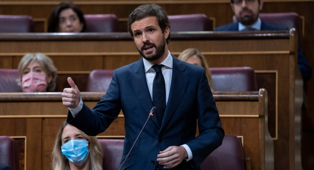 El presidente, Pablo Casado, en su intervención en la Sesión de Control al Gobierno